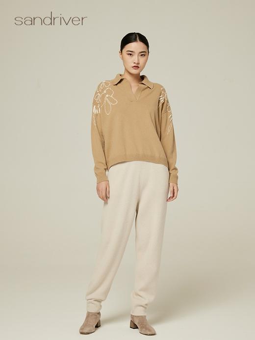 翻领手工刺绣羊绒衫 SJF94W361K 商品图0