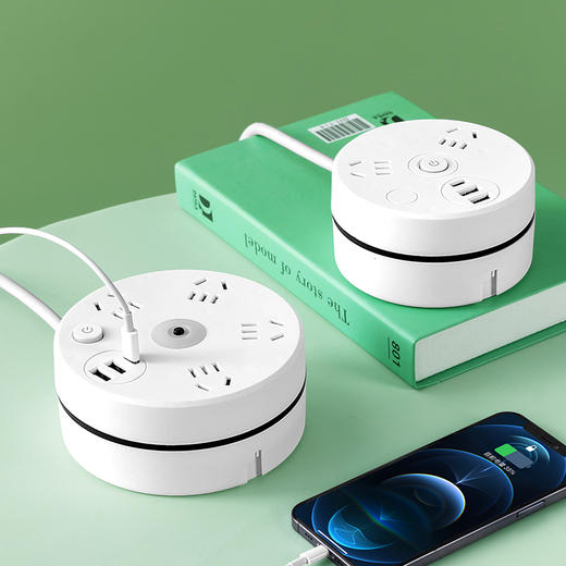 【赠送1个挂钩贴】家用可伸缩收纳多功能插座2.8米，USB插孔+独立开关夜灯 商品图5