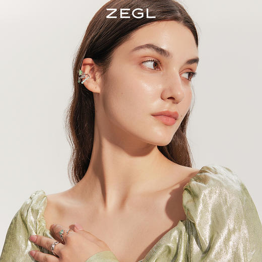 ZEGL设计师郁郁青葱系列新中式郁金香流苏耳夹女无耳洞耳骨夹耳饰 商品图4