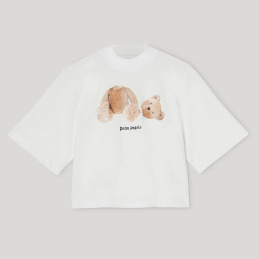 PALM ANGELS 棕榈天使 女士棉质断头熊徽标印花短款圆领短袖T恤 白色 PWAA020C99JER001 0160 商品图0