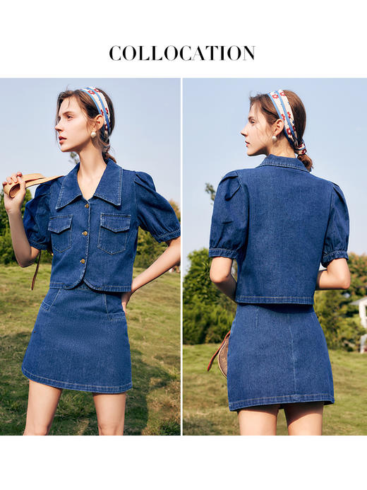 OLrain法式高级穿搭牛仔时尚套装女夏季2022新款气质休闲两件套 商品图3