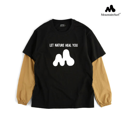 MountainSurf山系露营 高山溶解LOGO 印花拼接长袖T恤 SLOGAN TEE 商品图4