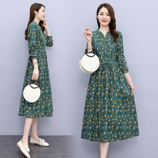 HR WN78109碎花法式显瘦中长款洋气减龄连衣裙 商品图4