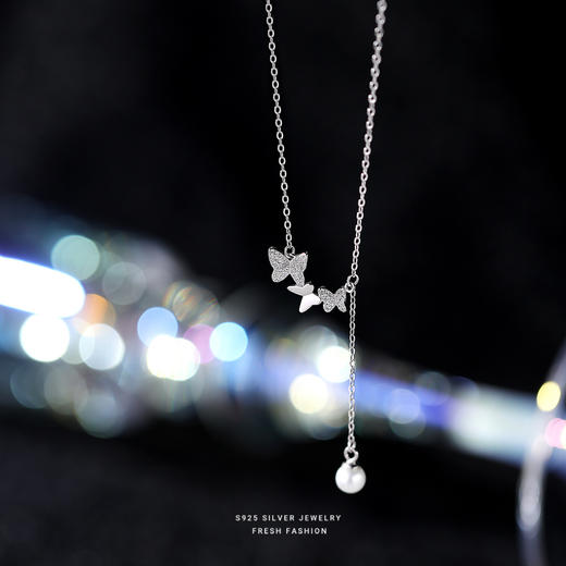 【优曼】子佩集S925银蝴蝶流苏珍珠项链【ZYXS-A2586】2208 商品图3