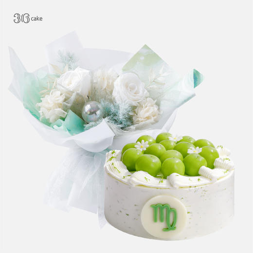 【福田罗湖暂无花束】【蛋糕+鲜花】处女座.奶油蛋糕，可选1.5/2.5磅（fwh） 商品图0
