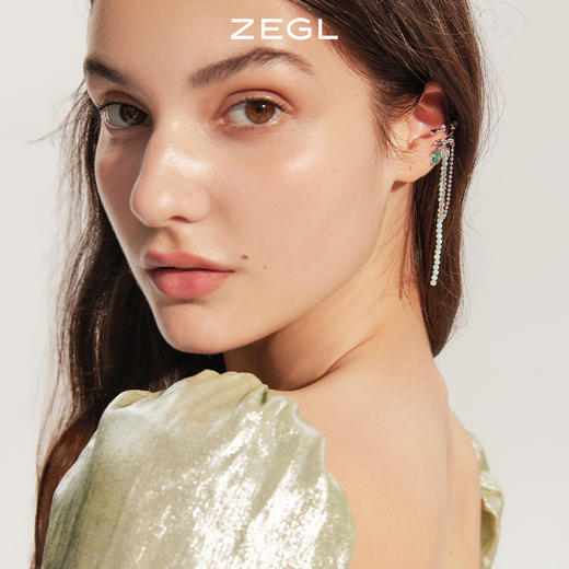 ZEGL设计师郁郁青葱系列新中式郁金香流苏耳夹女无耳洞耳骨夹耳饰 商品图3