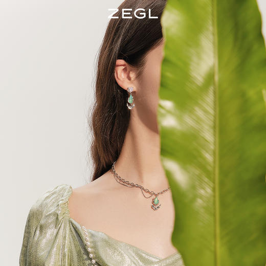 ZEGL设计师郁郁青葱系列新中式郁金香项链女高级设计感小众锁骨链 商品图2