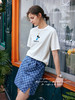 OLrain法式白色短袖t恤女夏季2022年新款宽松刺绣设计感撞色上衣 商品缩略图0