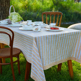 亚麻条纹系列日式ins简约风方形桌布