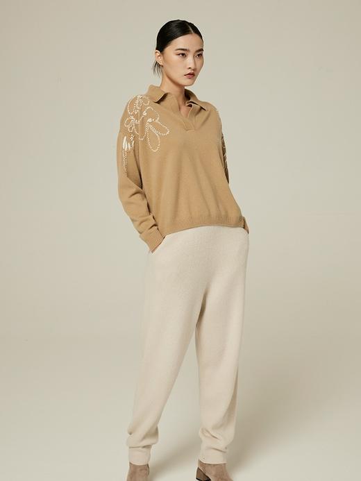 翻领手工刺绣羊绒衫 SJF94W361K 商品图1