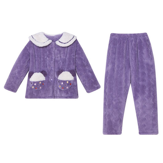 都市丽人眯雅佳生活家居童装中厚夹棉套装米粒绒夹棉加厚家居服长袖睡衣JH21A3 商品图3