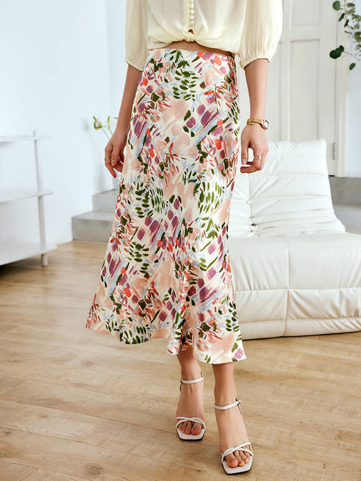 OLrain法式高级穿搭碎花半身裙女夏季2022新款高腰气质a字中长裙 商品图3