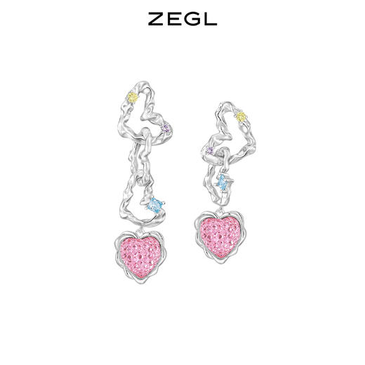 ZEGL设计师绮丽梦境系列粉色爱心耳环女轻奢小众耳钉925银针耳饰 商品图0