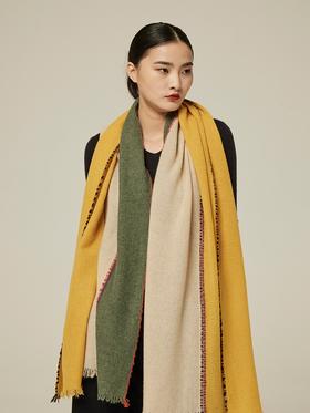 三色拼接羊绒围巾披肩 SJF94P390W