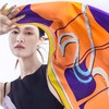 SAINTJOY/上久楷 真丝方巾牛气冲天 黄灰色&蓝灰色&橘色FJS21013 商品缩略图1