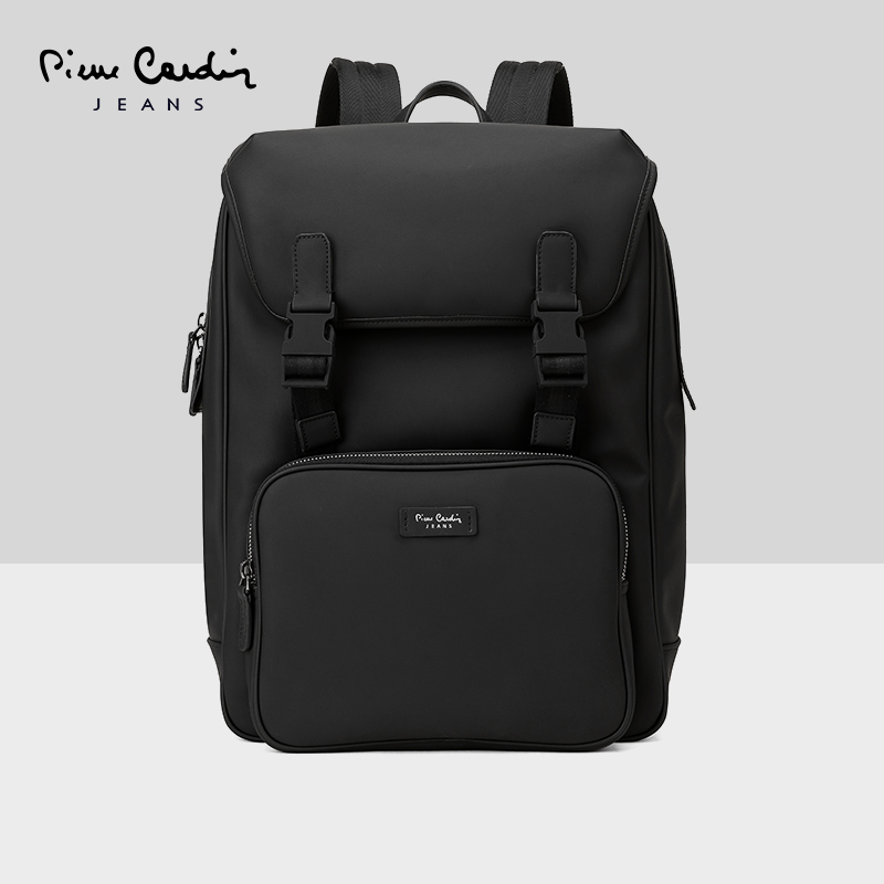 皮尔卡丹商务简约男士双肩包时尚休闲大容量电脑背包旅行包潮