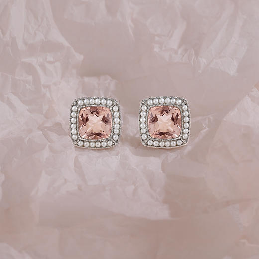 Sugar Morganite方糖摩根石系列 | 方糖摩根石珍珠耳环 商品图2