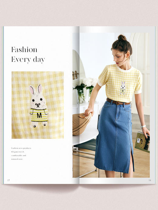 OLrain法式黄色格子短袖针织衫女夏季2022年新款宽松显瘦撞色上衣 商品图2