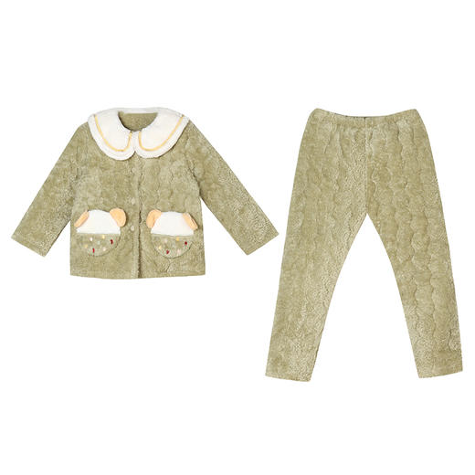 都市丽人眯雅佳生活家居童装中厚夹棉套装米粒绒夹棉加厚家居服长袖睡衣JH21A3 商品图4