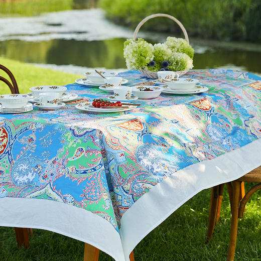 梦幻佩斯利系列方形桌布欧式田园棉麻桌布 商品图0