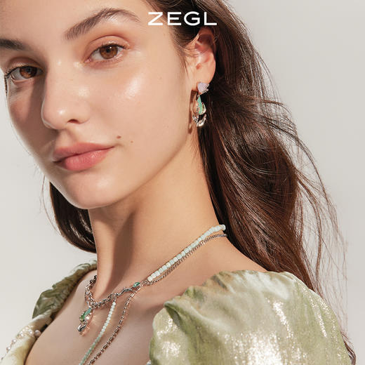 ZEGL设计师郁郁青葱系列新中式郁金香耳环女爱心耳钉925银针耳饰 商品图1