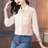 港风撞色条纹衬衫女独特别致春秋装新款气质长袖设计感衬衣KQLB41N3935 商品缩略图3