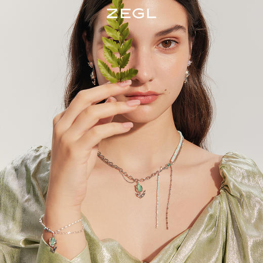 ZEGL设计师郁郁青葱系列新中式郁金香项链女高级设计感小众锁骨链 商品图1