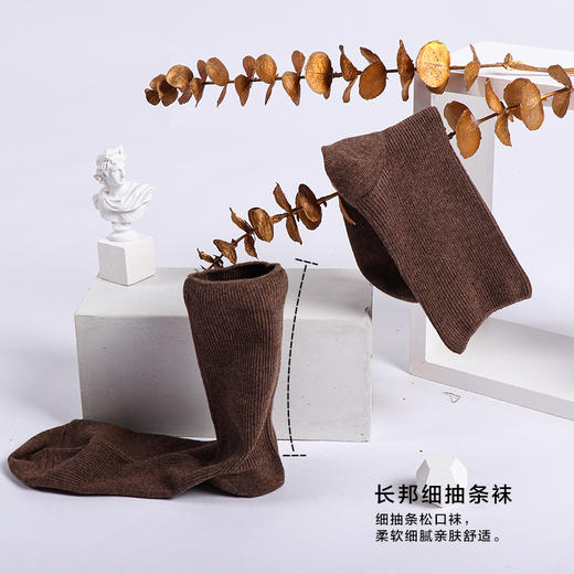 5双69.5元  春秋季男士冬季平纹中邦细抽条松口长邦棉袜抗菌男袜 商品图4