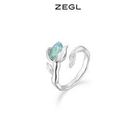 ZEGL设计师郁郁青葱系列郁金香开口戒指女小众设计指环蝴蝶食指戒