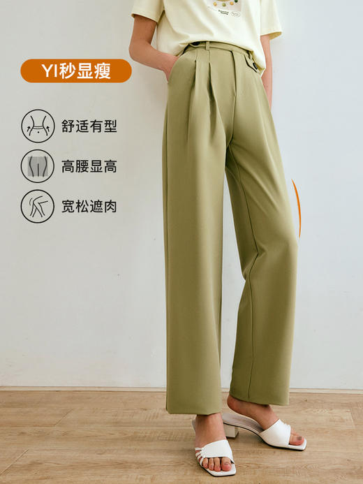 欧芮儿西装休闲裤女夏季2022年新款高腰直筒阔腿设计感别致裤子 商品图1