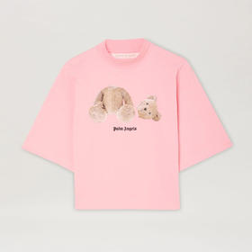 PALM ANGELS 棕榈天使 女士棉质断头熊徽标印花短款圆领短袖T恤 粉色 PWAA020C99JER001 3460