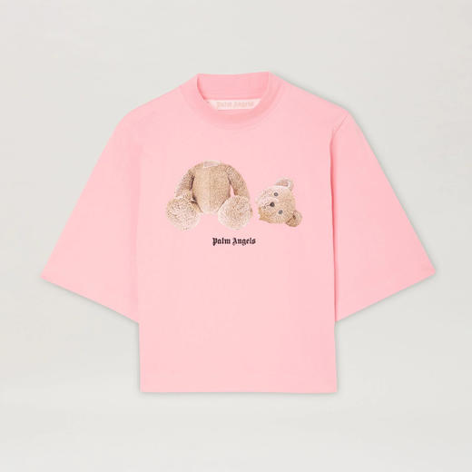 PALM ANGELS 棕榈天使 女士棉质断头熊徽标印花短款圆领短袖T恤 粉色 PWAA020C99JER001 3460 商品图0