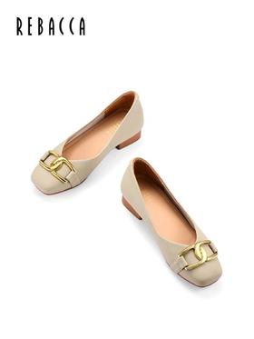 2楼瑞贝卡平底舒适通勤方头浅口女鞋25ZY0404