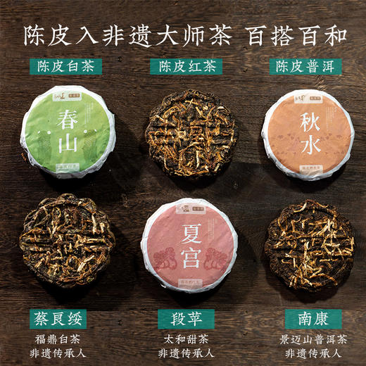 中国色故宫美文创礼盒 非遗大师陈皮普洱白茶红茶茶饼礼盒装288g 商品图1