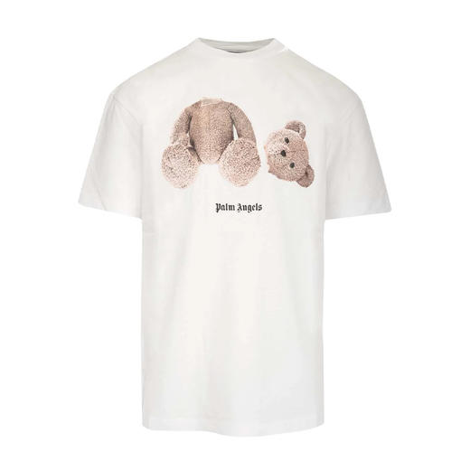 PALM ANGELS 棕榈天使 男士棉质断头熊徽标印花圆领短袖T恤 白色 PMAA001C99JER001 0160 商品图0