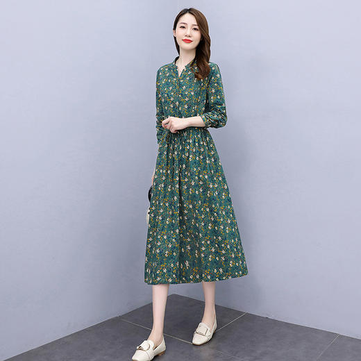 HR WN78109碎花法式显瘦中长款洋气减龄连衣裙 商品图2