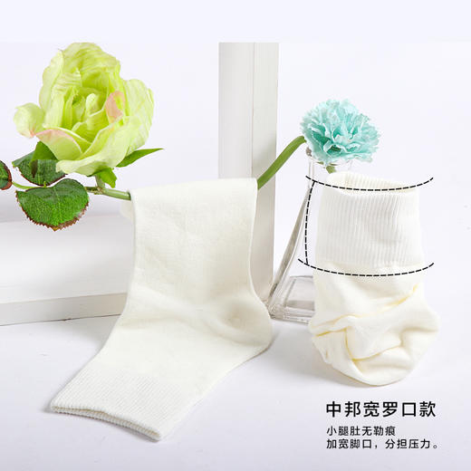 5双69.5元  春秋季女士冬季平纹中邦细抽条长邦防臭棉袜抗菌堆堆袜 商品图3