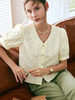 OLrain法式高级穿搭提花衬衫女夏季2022新款复古短款肌理优雅衬衣 商品缩略图2