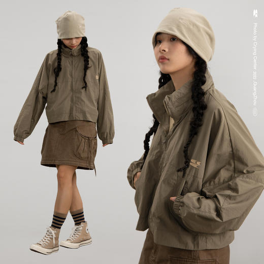 CryingCenter 沙棕色 蝙蝠袖隐藏帽 户外防泼水风衣外套 哭喊中心 商品图0