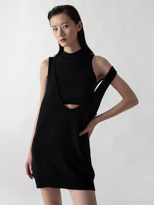 322工房后背视界百搭叠穿羊毛羊绒混纺两面穿背心裙2022年新款吊 商品图0