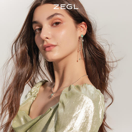ZEGL设计师郁郁青葱系列郁金香流苏耳环女长款新中式耳钉银针耳饰 商品图1