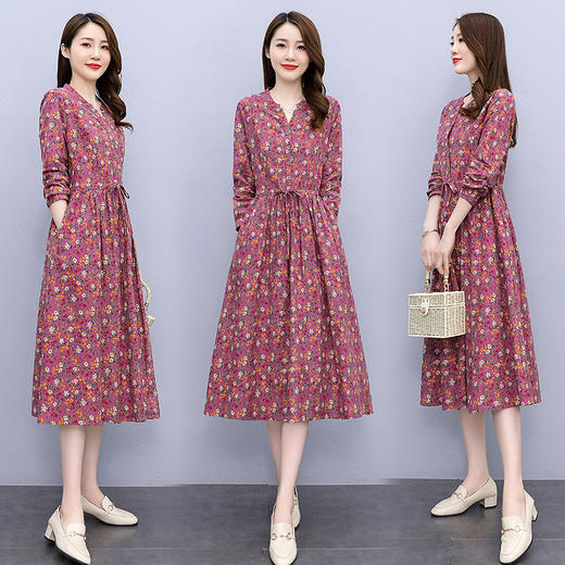 HR WN78109碎花法式显瘦中长款洋气减龄连衣裙 商品图1