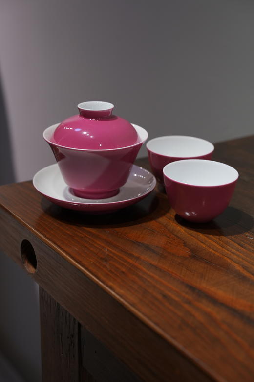 清雍正款胭脂红盖碗套组（1盖碗+2杯） 商品图1