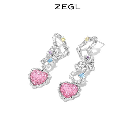 ZEGL设计师绮丽梦境系列粉色爱心耳环女轻奢小众耳钉925银针耳饰 商品图1