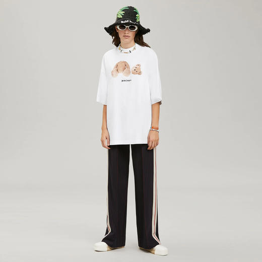 PALM ANGELS 棕榈天使 女士棉质断头熊徽标印花圆领短袖T恤 白色 PWAA017C99JER001 0160 商品图3