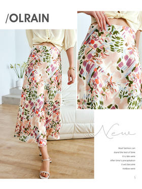OLrain法式高级穿搭碎花半身裙女夏季2022新款高腰气质a字中长裙