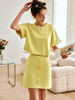 欧芮儿黄色时尚套装女夏季2022年新款气质减龄短款珠地棉两件套 商品缩略图3