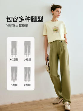 欧芮儿西装休闲裤女夏季2022年新款高腰直筒阔腿设计感别致裤子