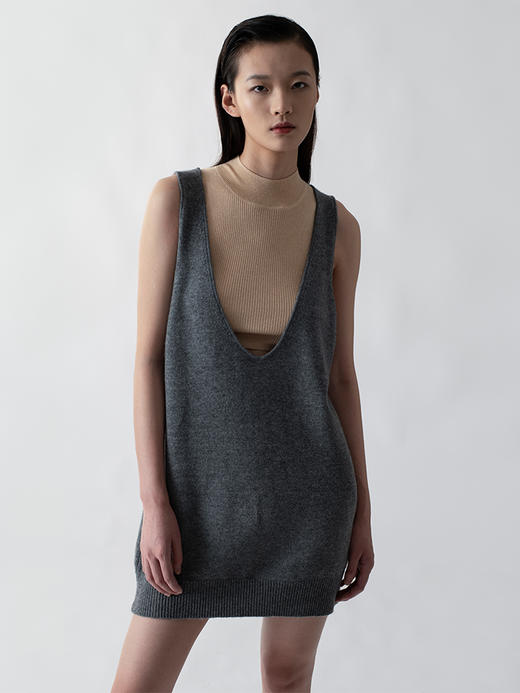 322工房后背视界百搭叠穿羊毛羊绒混纺两面穿背心裙2022年新款吊 商品图2