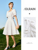 OLrain法式高级穿搭白色方领连衣裙女夏2022新款气质提花短袖裙子 商品缩略图1